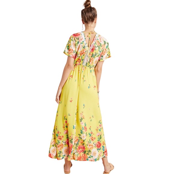 FARM RIO Floral Flutter Sleeve Faux Wrap V Neck Samara Maxi Dress SOLD - Picture 2 of 15